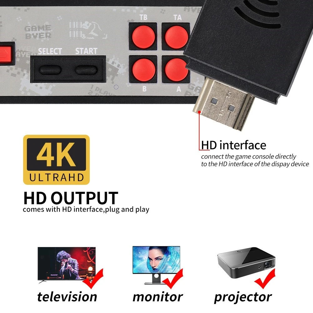 8 bit (2 Player) TV Video Game Remote Console with Inbuilt Retro